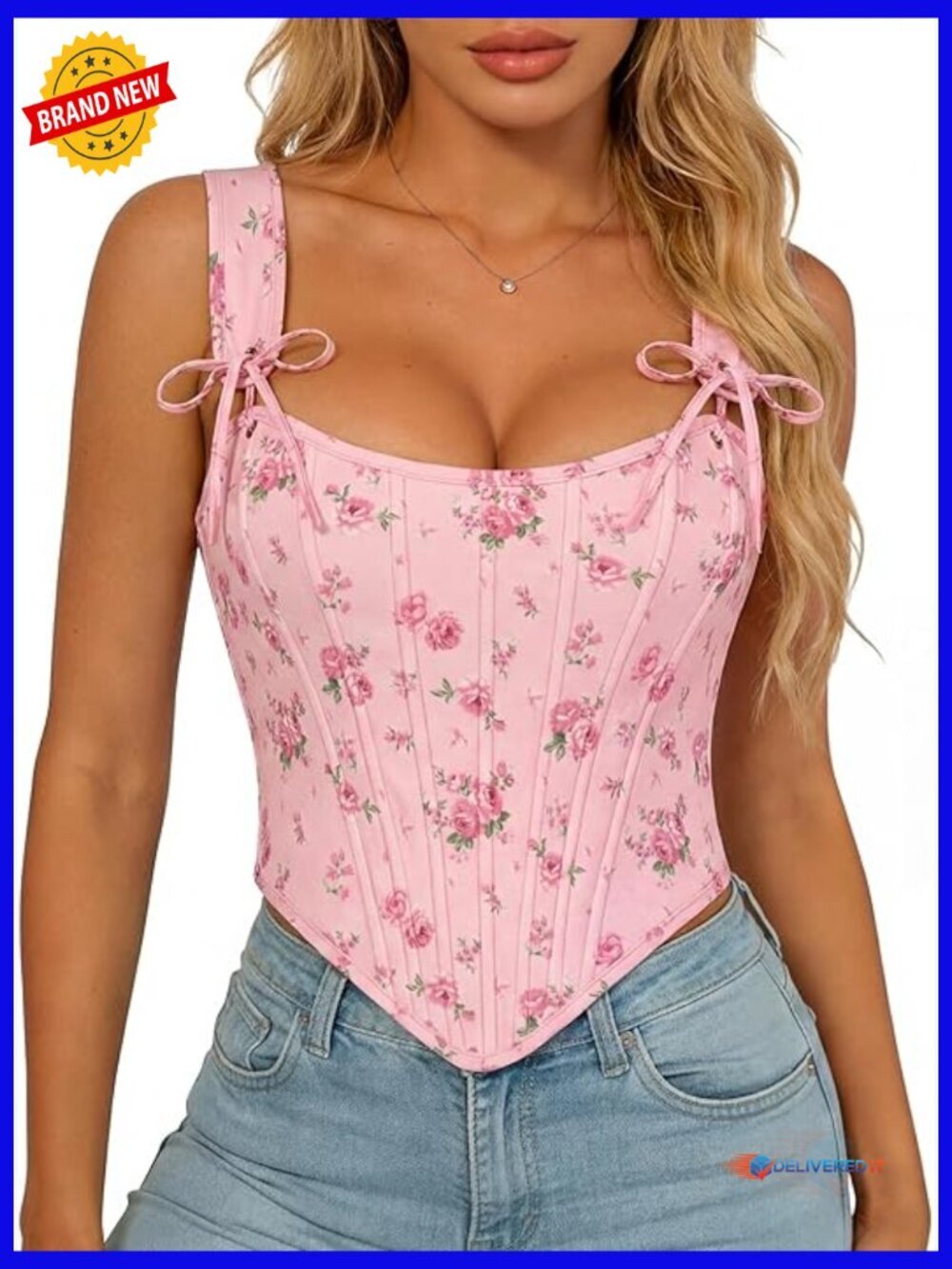 Floral Corset Boned Lace Up Bustier Tops Renaissance